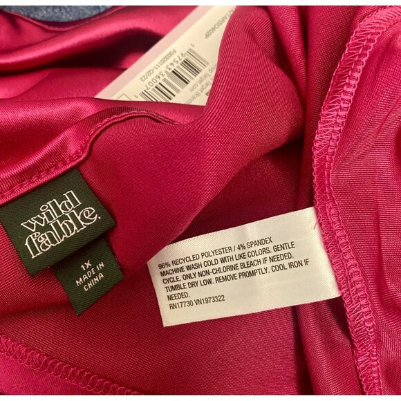 Wild Fable Women's Shiny Knit Tiny Tank Top Magenta Cami Top 1X NEW NWT - Picture 9 of 9